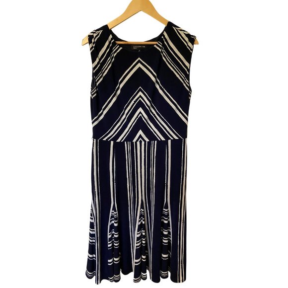 Navy & White Striped Dress - Picture 1 of 4